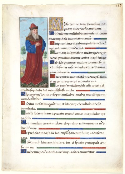 Levél egy Órakönyvből: Dávid király, kb. 1500. alkotó: Jean Bourdichon