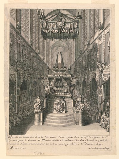 Louis Boucherat katafalkja, második állam, St. Gervais, Párizs alkotó: Jean Bérain, the Elder