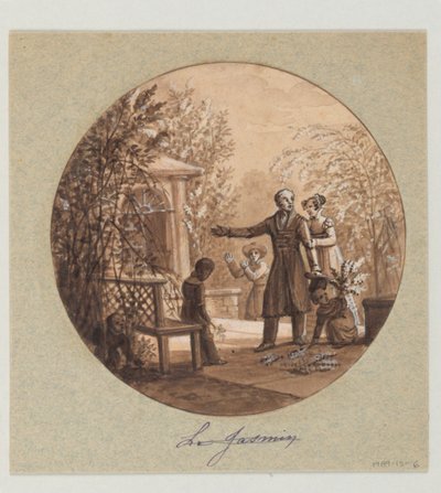 Festett porcelántányér tervezése, Le Jasmin (Jázmin), a Service de la Culture des Fleurs (Virágtermesztési Szolgálat) alkotó: Jean Charles Develly
