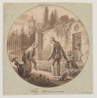 Tervezés festett porcelántányérhoz, Les Anémones (Anemones) a Service de la Culture des Fleurs (Virágtermesztési Szolgálat) számára alkotó: Jean Charles Develly
