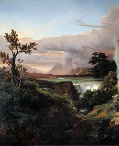 Táj vízeséssel. Jean Charles Remond (1795-1875) festménye alkotó: Jean-Charles-Joseph Rémond