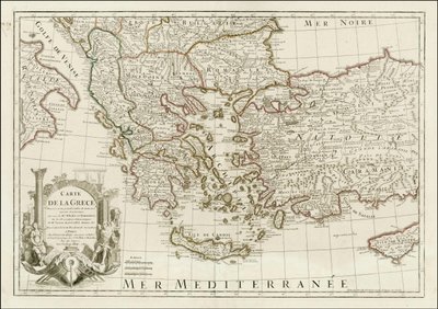 1780 térkép - Carte de la Grece Dressee sur un grand nombre de memoires anciens et nouveaux, Sur ceux de Mrs. Whele et Tournefort alkotó: Jean-Claude Dezauche