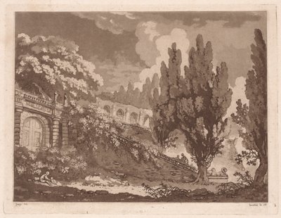 Lépcsők egy olasz kertben, 1766. alkotó: Jean Claude Richard Saint Non