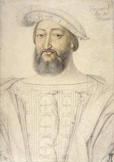 I. Ferenc (1494-1547), francia király par Clouet, Jean (kb. 1485-1541) portréja. Fekete kréta és szangvinikus papíron, méret: 31,6x22,5, 16. század első fele, Állami Ermitázs, Szentpétervár alkotó: Jean Clouet