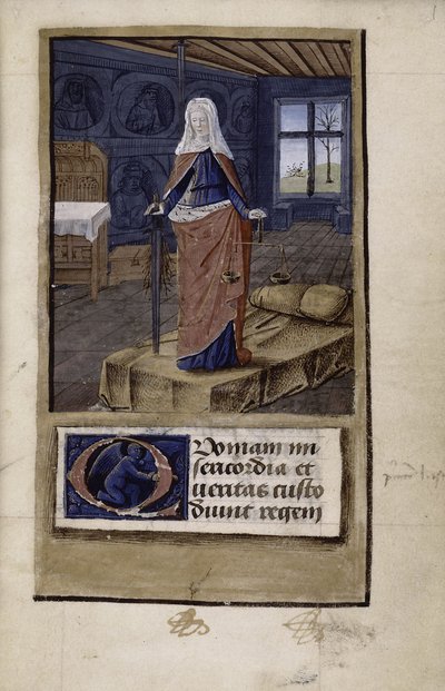 Az igazságosság allegóriája John of Wales Breviloquiumból az ókori hercegek és filozófusok erényeiről, 1475-1499 alkotó: Jean Colombe