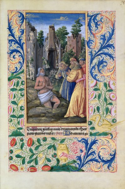 Ms Lat. Q.v.I.126 Keresztelési jelenet, Louis dOrleans óráiból, 1469 alkotó: Jean Colombe