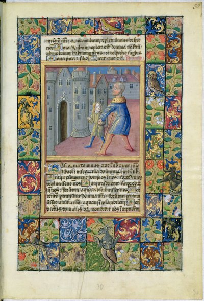 Ms Lat. Q.v.I.126 The Healing of the Blind Man, John 9:1-7, Louis dOrleans óráiból, 1469 alkotó: Jean Colombe