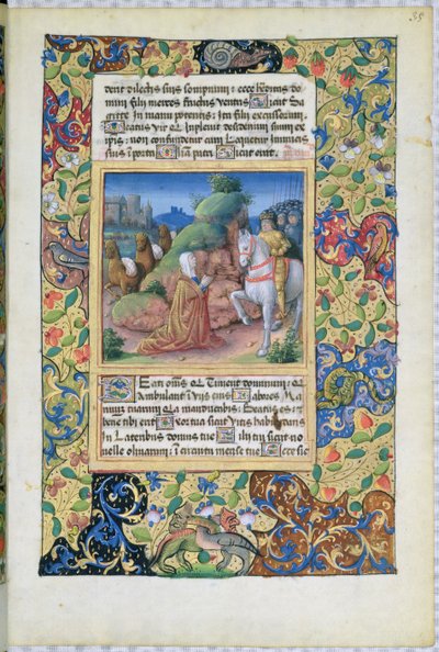 Ms Lat. Q.v.I.126 f.35 Abigail és Dávid találkozása, Louis dOrleans óráinak könyvéből, 1490 alkotó: Jean Colombe