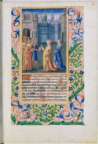 Ms Lat. Q.v.I.126 f.48 Judit visszatér Betúliába Holofernész levágott fejével, Louis d
