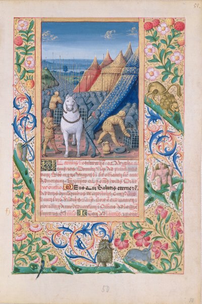 Ms Lat. Q.v.I.126 f.52 Asszírok, akik pánikszerűen elhagyják táborukat, „Louis d