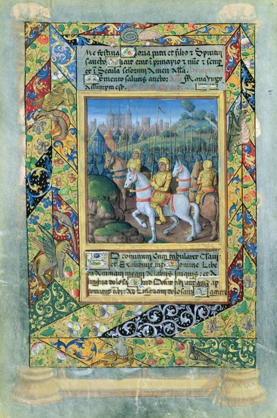 Ms. Lat. Q.v.I.126 fol.28v Az izraeliták hadserege, Louis dOrleans óráinak könyvéből, 1490 alkotó: Jean Colombe