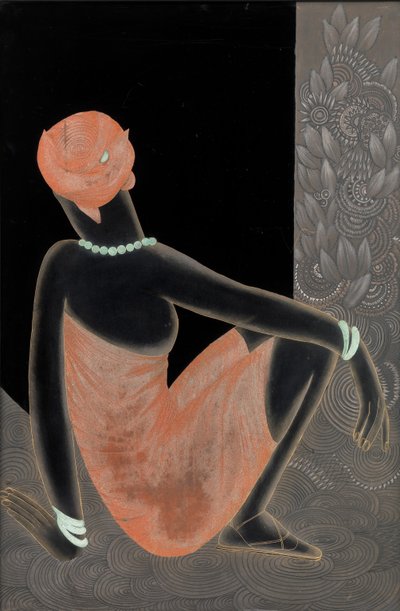 Afrikai nő, 1928-30 (lakkozott fa, oxidált réz) alkotó: Jean Dunand