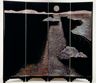 Holdfény (Claire De Lune), képernyő négy panellel, 20. (lakkozott ezüst) alkotó: Jean Dunand