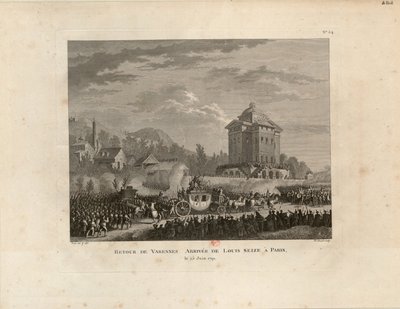 Visszatérés Varennes-ből, Louis Capet megérkezése Párizsba, 1802. alkotó: Jean Duplessis Bertaux