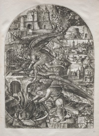 Az Apokalipszis: Sátán ezer évre kötözve, 1546-1555. alkotó: Jean Duvet