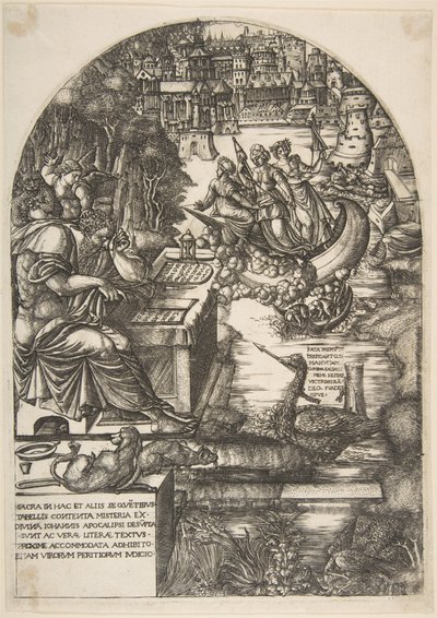 A művész, Jean Duvet Szent János evangélista képében, egy íróasztalnál ül, kb. 1546-55. alkotó: Jean Duvet