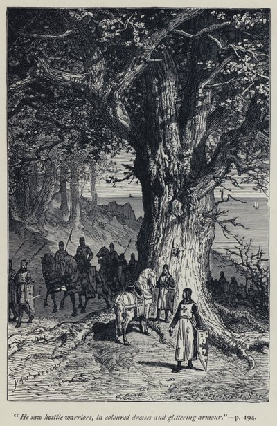 "Látott ellenséges harcosokat, színes ruhákban és csillogó páncélban" (metszet) alkotó: Jean Edouard Dargent