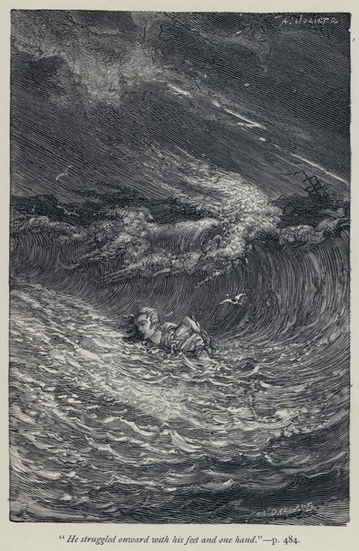 "Lábával és egyik kezével küzdött tovább" (metszet) alkotó: Jean Edouard Dargent