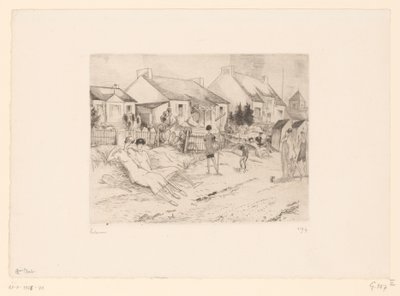 Teniszezők pihennek a tengerparton La petite plage (cím a tárgyon) alkotó: Jean Emile Laboureur (signed by artist)