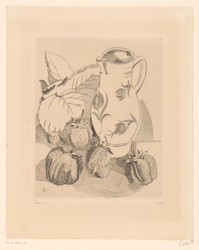 Csendélet eperrel és kancsóval les fraises alkotó: Jean Emile Laboureur (signed by artist)