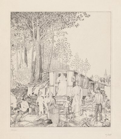 La Halte des Bohémiens alkotó: Jean Emile Laboureur