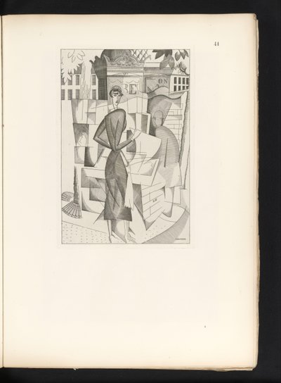 Férfi és nő egy újságkioszkban Le kiosque a journaux (eredeti cím) alkotó: Jean Emile Laboureur