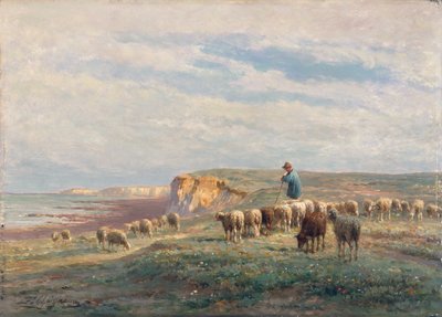 Egy birkanyáj (olaj a panelen) alkotó: Jean Ferdinand Chaigneau