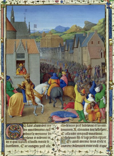 1s Fr 847 f.248 Ptolemaiosz Soter belépése Jeruzsálembe Kr.e. 30 körül, illusztráció az „Antiquites Judaiques”-ból, 1470 körül alkotó: Jean Fouquet