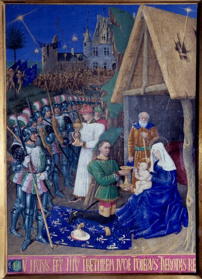 A bölcsek imádása miniatűr Jean Fouquet (1420-1477/1481) "Etienne Chevalier órakönyvéből". alkotó: Jean Fouquet