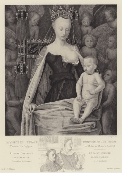 A szűz és a gyermek angyalokkal körülvéve, 1450 alkotó: Jean Fouquet