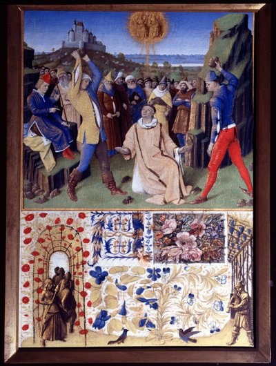 Szent István mártíromsága megkövezéssel Miniatűr Jean Fouquet (1420-1477/1481) Etienne Chevalier óráinak könyvéből alkotó: Jean Fouquet