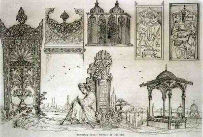 Példák török, arab és perzsa sírokra, a "Művészet és ipar" című kiadványból, a Delatre, Párizs alkotó: Jean Francois (after) Albanis de Beaumont
