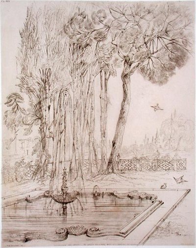 Díszkút a Serai Gardenben, Konstantinápolyban, a "Művészet és ipar" című könyvből, a Delatre, Párizs alkotó: Jean Francois (after) Albanis de Beaumont