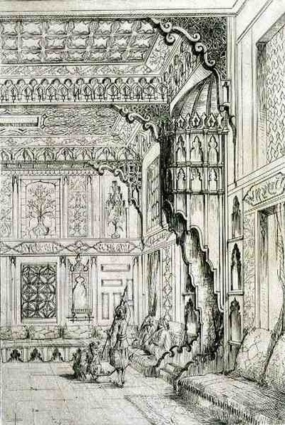 Iszlám és mór ajtókárpit tervei, a Delatre, Párizs által kiadott "Art and Industry" című kötetből. alkotó: Jean Francois Albanis de Beaumont