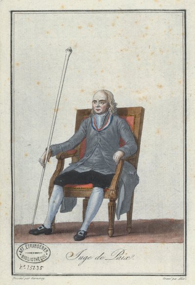 A békebíró, Alix metszete, egy francia Directoire-jelmezekről szóló könyvből (színes metszet) alkotó: Jean Francois Garneray