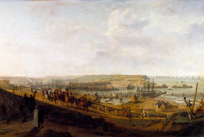 I. Napóleon császár meglátogatja a boulogne-i tábort 1804 júliusában Jean Francois Hue (1751-1823) festménye 1804 V. 1,9x2,26 m alkotó: Jean-Francois Hue