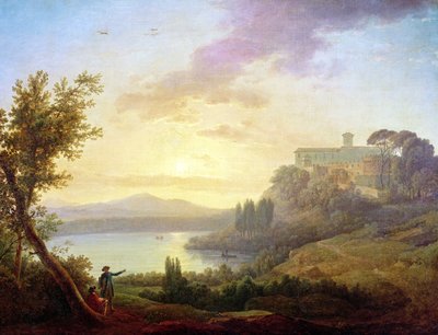 Olasz táj, lenyugvó nap alkotó: Jean-Francois Hue