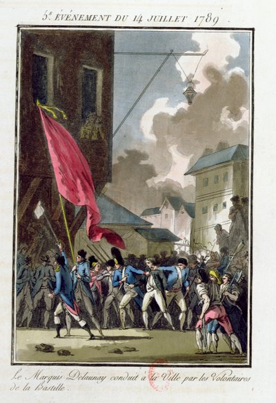 Bernard Rene Jordan de Launay márki (1740-89), a Bastille kormányzója 1789. július 14-én a Hotel de Ville-be vezényelték. alkotó: Jean Francois Janinet