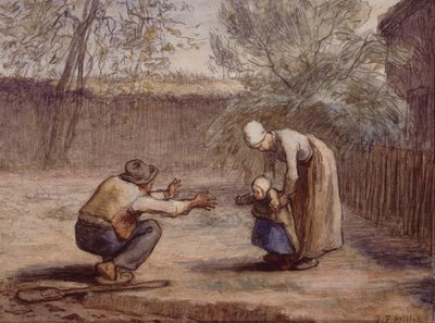 Első lépések (kréta és akvarell) alkotó: Jean Francois Millet