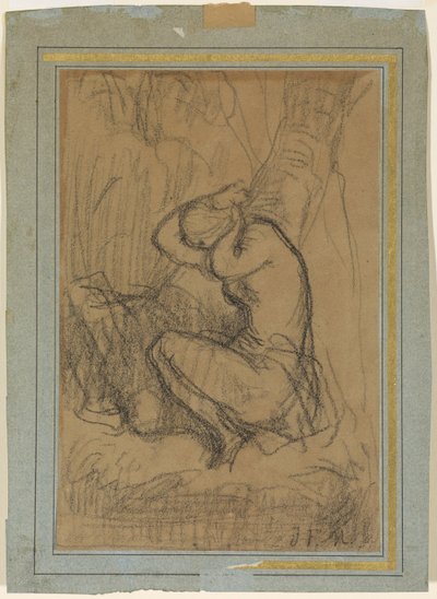 Fiatal nő feltűzi a hosszú haját a fürdő után alkotó: Jean Francois Millet