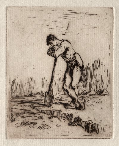 Férfi egy ásóra támaszkodva alkotó: Jean Francois Millet
