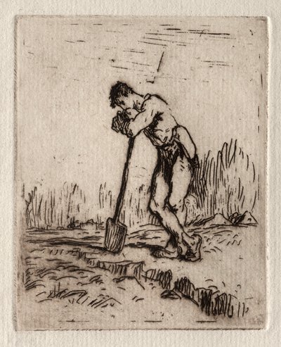 Férfi egy ásóra támaszkodva. alkotó: Jean Francois Millet