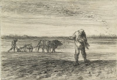 Ember szántó és újabb vetés, 1849-1852 alkotó: Jean Francois Millet
