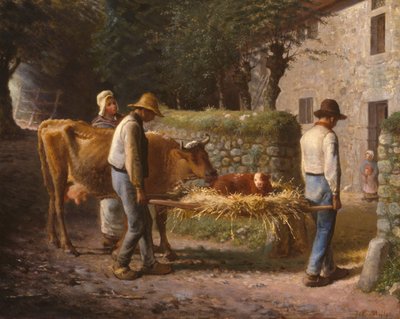 Parasztok hazahoznak egy borjút, aki a mezőn született, 1864. alkotó: Jean Francois Millet