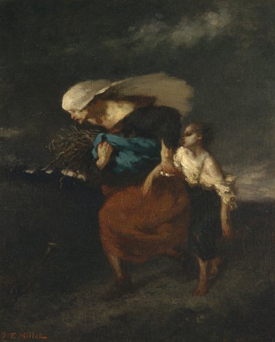 Visszavonulás a vihar elől, kb. 1846. alkotó: Jean Francois Millet