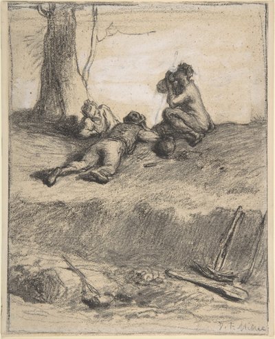 Útmunkások ebédnél, kb. 1850-52. alkotó: Jean Francois Millet