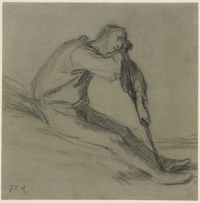 Ülő paraszt, aki kapán pihen alkotó: Jean Francois Millet