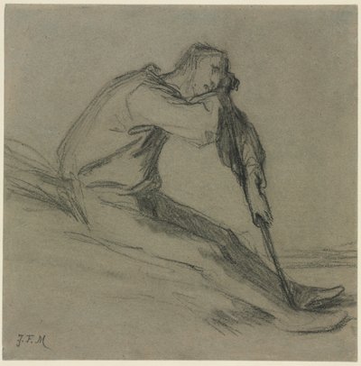 Ülő paraszt, aki kapán pihen. alkotó: Jean Francois Millet