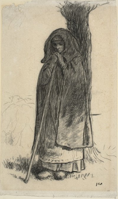 Pásztorlány egy fának dőlve alkotó: Jean Francois Millet
