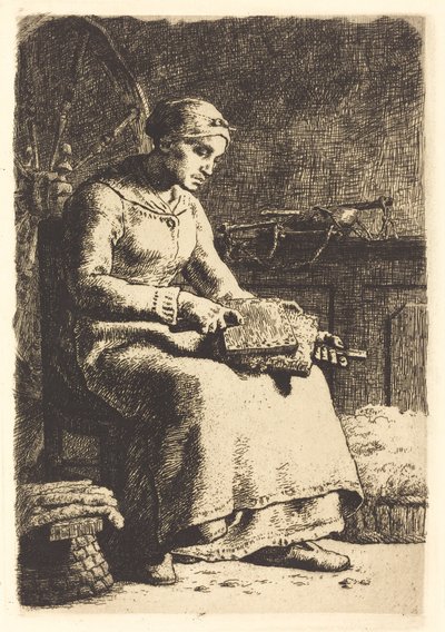 A gyapjúkártyás (La cardeuse) alkotó: Jean Francois Millet